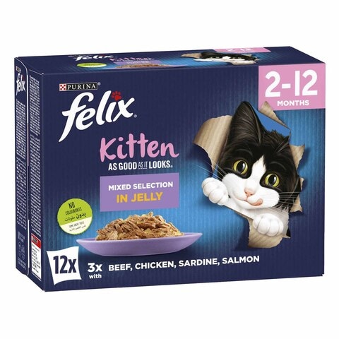 Purina Felix As Good As It Looks Mixed Selection In Jelly Wet Kitten Food 85g Pack of 12