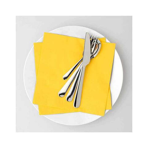 Cocktail Paper Napkins Yellow 2 Ply 40x40cm Size - Beverage Bar Napkins Linen Like Square Napkins Eco Friendly &amp; Compostable Everyday Use, Party or Wedding 50 Pieces.