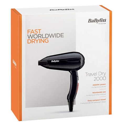 Buy BaByliss 5344E Travel Hair Dryer 2000W Black Online - Shop Beauty ...