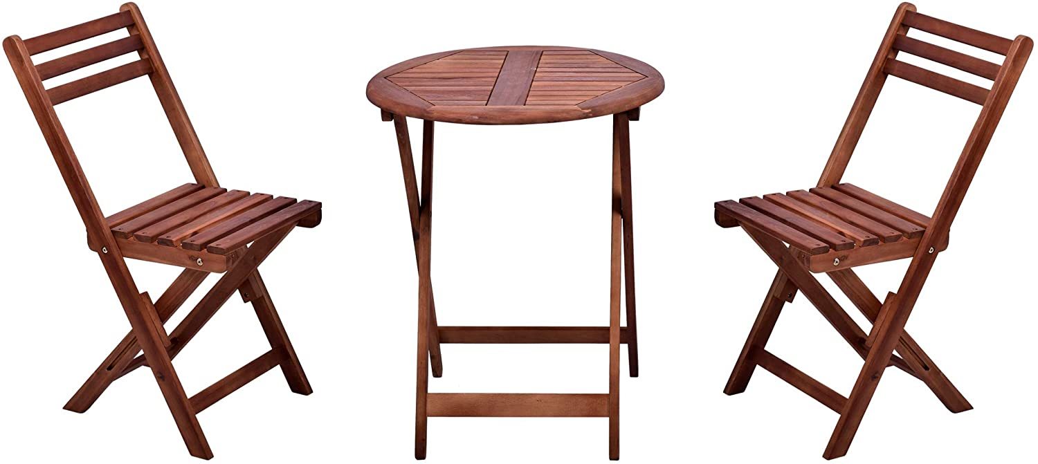 Buy Yatai Acacia Wooden Chairs Table Round Bistro Set Patio Dining Table Set 3pcs Online Shop Home Garden On Carrefour Uae