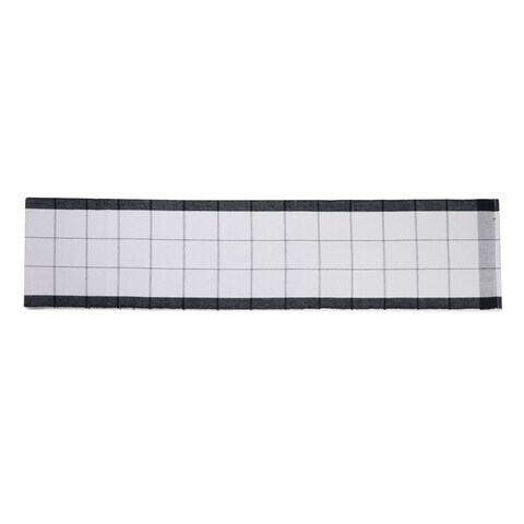 White checks print table runner