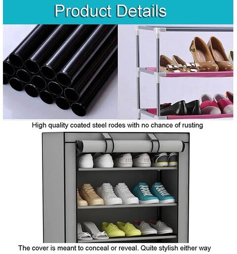 BHIMADA 6 Layer Heavy-Duty Shoe Rack Multipurpose Cabinet/Wadrobe/Furniture  Hardware/ with Non-Woven Fabric