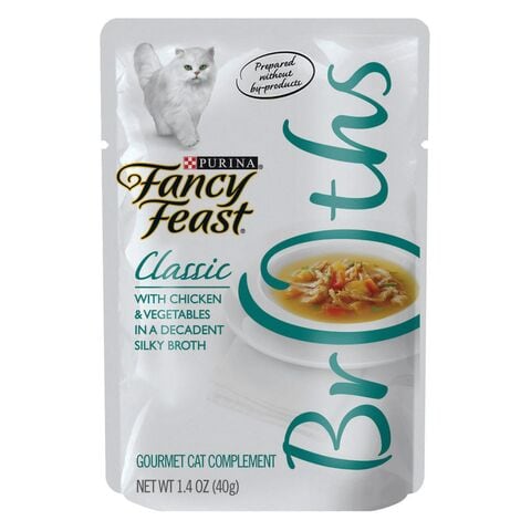 Purina Fancy Feast Broths Chicken and Vegetables in a Decadent Silky Broth 40 g