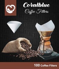 Coralblue - Cone Coffee Filter in Brown V60 size having 100 Pieces Disposable Paper Coffee Filter Can be Used In Home at Office and for Travel Purposes as well (V60 (White)