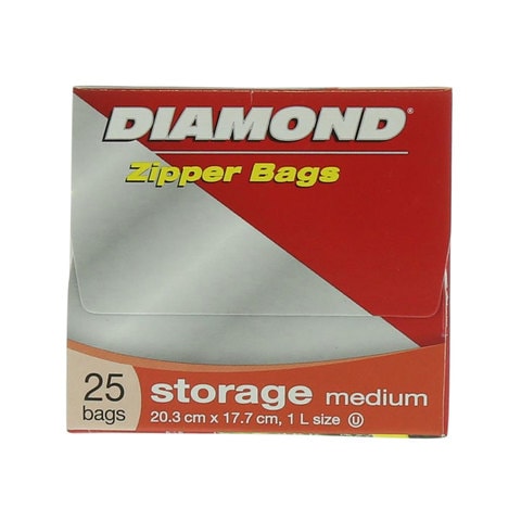 Diamond Storage Zipper Bags Medium Clear 25 Bags