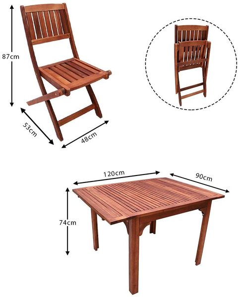 YATAI Acacia Wood Chairs Table Bistro Dining Set Set - 7 Pcs