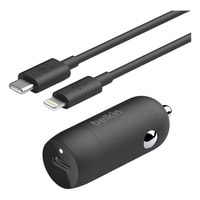 Belkin BoostCharge Car Charger PD 30W With USB Type-C To Lightning Cable Black