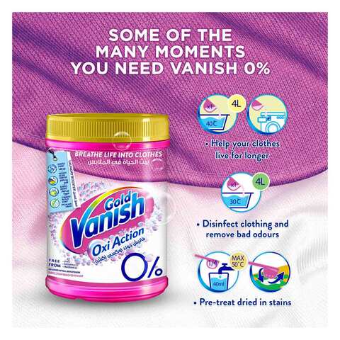 Vanish Laundry Stain Remover Oxi Action Gold Powder for Colors &amp; Whites, Can be Used With and Without Detergents, Additives &amp; Fabric Softeners, Ideal for Use in the Washing Machine, 500 g