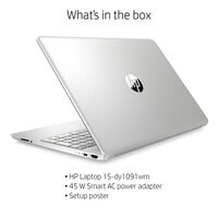 HP 15-DY1091WM Personal Laptop, 15.6 Inch, Intel Core i3-1005G1, 8GB RAM, 256GB SSD, UHD Graphics, Windows 10 S Mode, Silver