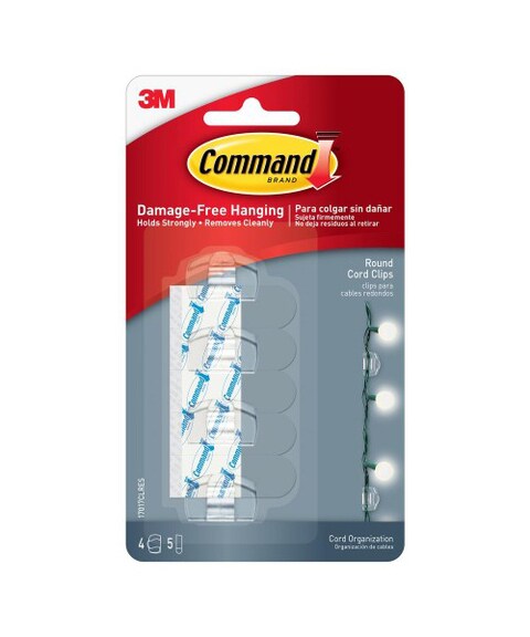 Command 4 Pack Clear Round Cord Clip