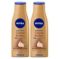 NIVEA Body Lotion Moisturizer for Dry Skin 48h Moisture Care Cocoa Butter Vitamin E 250ml Pack of 2