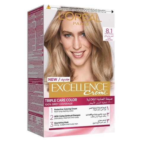 L&#39;Oreal  Paris Excellence Creme Triple Care Permanent Hair Colour 8.1 Light Ash Blonde