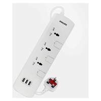 Philips Power Multiplier Extension Socket With 3 USB Ports White 3W