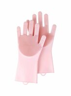 اشتري Generic 2-Piece Cleaning Gloves With Scrubber Brush Pink 16X34X6Centimeter في الامارات