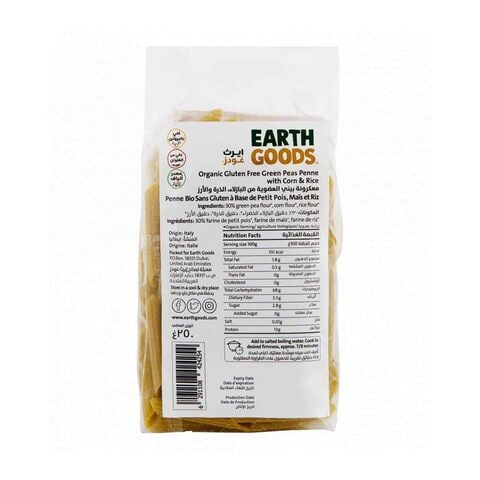 Earth Goods Organic Green Peas Penne Pasta 250g
