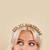 Gold &#39;Its My Birthday&#39; Glittery Headband