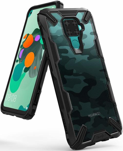 Ringke - Huawei Mate 30 Lite Case Fusion-X Design Ergonomic Transparent Shock Absorption TPU Bumper Mobile Cover - Camo Black