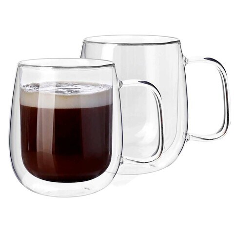 LIIYNG Double Wall Glass Coffee Mugs with Handle 200ML,Clear Heat-resistant Glass Coffee Mugs for Cappuccino Cups,Espresso Cups,Tea Cups,Latte Cups,Glass Beverage