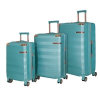 Senator Hard Case Trolley Luggage Set of 3 For Unisex ABS Lightweight 4 Double Wheeled Suitcase With Built In TSA Type Lock A5125 Light Green