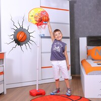 Ogi Mogi Toys Kids Basketball Hoop Stand Set, Adjustable Height Pole 2.4 to 5 Ft, Portable Mini Indoor and Outdoor Basketball Set, Summer Sport Games, Goal Toy for Toddlers, Girls and Boys, Age 3+