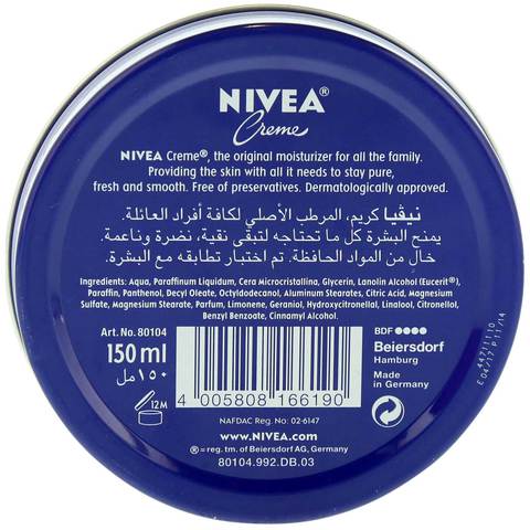 NIVEA Moisturising Cream, Universal All Pourpose Moisturizer for Face Body Hands, Tin 150ml