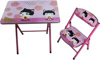 Kids Educational Table and Chair Set Metal Desk Chair   Folding Multipurpose Table Chair   Table Chair Set for Growing Kids Pink