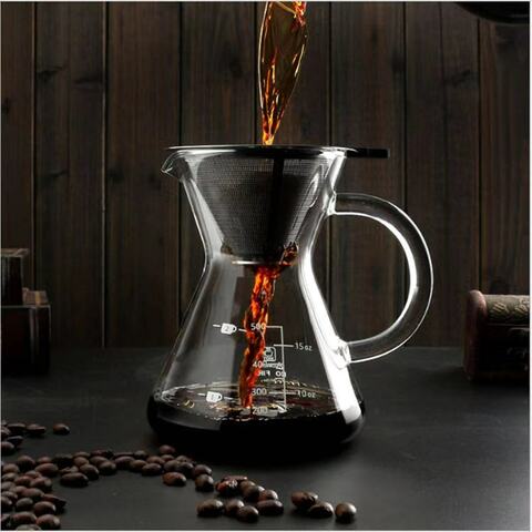 Lihan - 2-Piece Coffee Jug With Strainer Set Glass Clear 11.5X11.5X15.5Centimeter