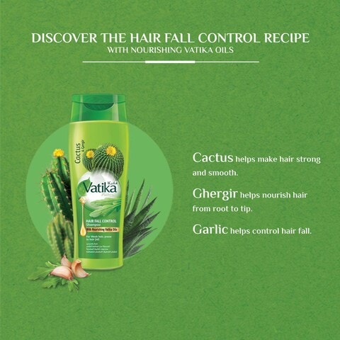 Dabur Vatika Naturals Hair Fall Control Shampoo With Cactus And Gergir White 200ml
