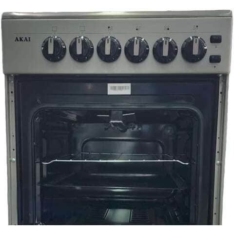 Akai Freestanding Cooker 50x55Cm with 4 Burner, Full Safety CRMA505SC Silver