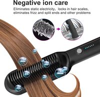 Generic Hair Straightener Brush, Ionic Hair Straightener And Curler 2 In 1, Anti-Scald Fast Heating Auto-Off Safe Straightening Comb For Women (Black)