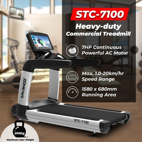 Sparnod Fitness STC-7100 (7.0 HP AC Motor) Commercial Treadmill (Free Installation Service) - Heavy Duty Professional Grade Machine for Gym Use