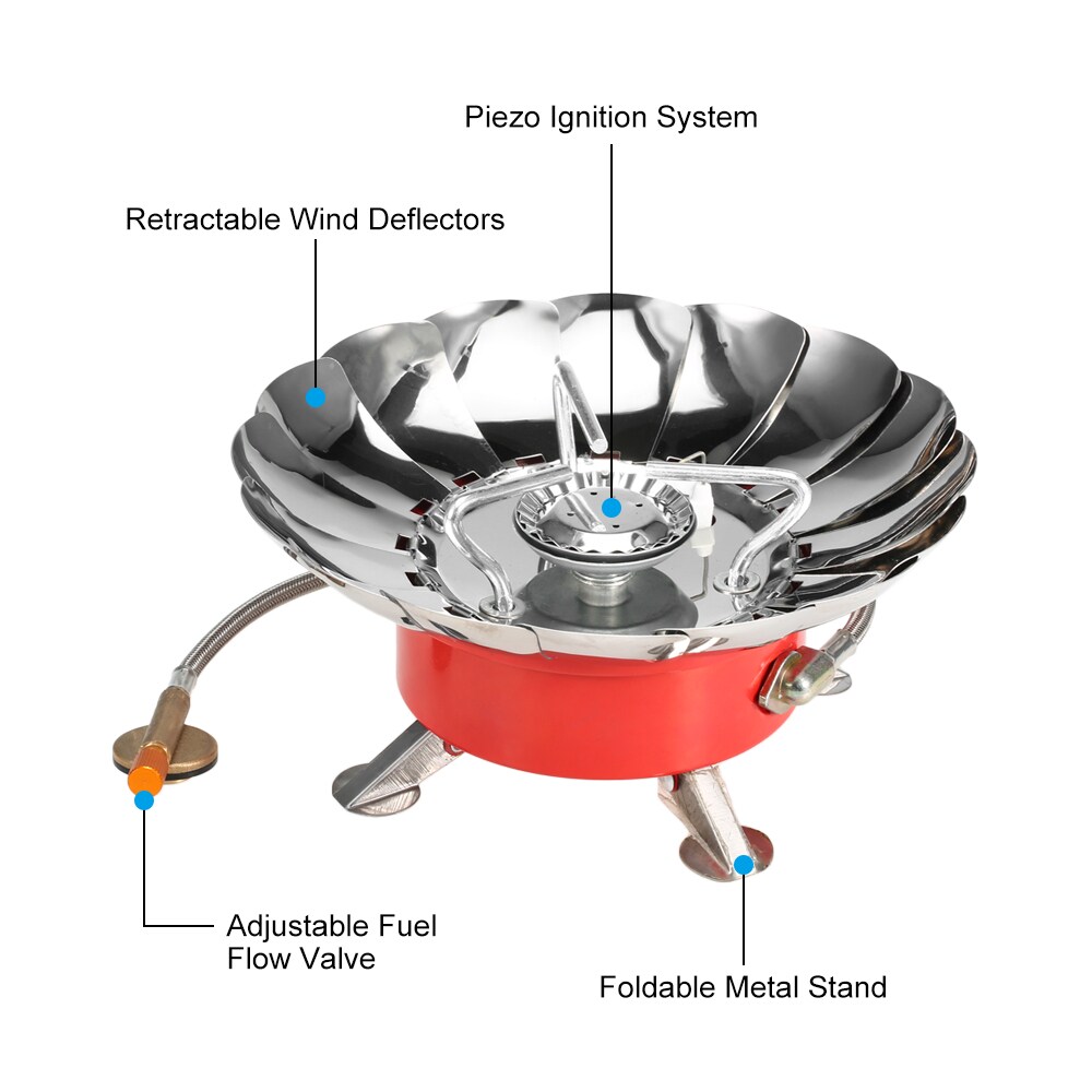 Tomshoo- Windproof Piezo Ignition Gas Stove Outdoor Cooking Gas Burner with  Extended Pipe for Camping Picnic BBQ Prices and Specs | GoBazzar UAE