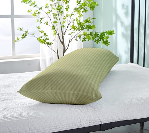 KLUB LINEN  Long Body Pillow 1pc, Fabric: 100% Polyester 85 GSM Microfiber 1 cm Stripe Super Soft, Filling: 1300 gm Hollow Fiber Comfort, Breathable &amp; Ultra Soft Size: 45 x 120 cm, Color: Olive
