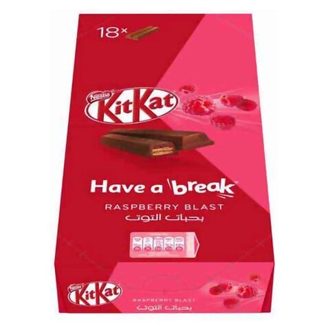 Nestle Kit Kat Chocolate Two Fingers With Raspberry Blast 19.5 Gram 18 Pieces