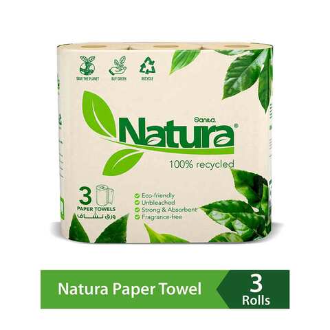 Buy Sanita Natura 2 Ply Kitchen Paper Towels White 60 Sheet 3 count Online  - Shop Cleaning & Household on Carrefour Saudi Arabia