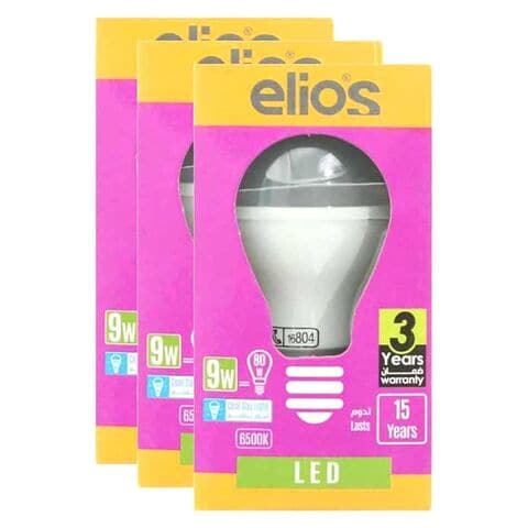Elios Philips E27 LED Bulbs - 9 Watt - Yellow - 3 Pieces