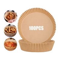 100Pcs Air Fryer Liners, Non-Stick Oil-Proof Air Fryer Paper Liners, Water-Proof Air Fryer Disposable Paper Liner, Air Fryer Paper for Air Fryer, Baking, Cooking, Microwave Oven - 16cm/6.3inch