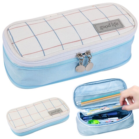 ProCase Pencil Bag Pen Case, Large Capacity Students Stationery Pouch Pencil Holder Desk Organizer with Double Zipper, Portable Pencil Pouch for