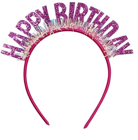 Happy Birthday Headband, Birthday Girl Tiara Crown for Women Girls Boys Birthday Hat Headpiece Party Decoration Supplies (Pink)