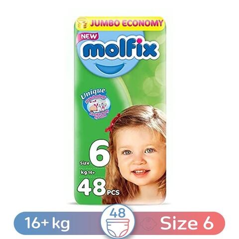 اشتري حفاضات الأطفال حجم الجامبو من مولفكس  - مقاس 6، 48 قطعة في مصر