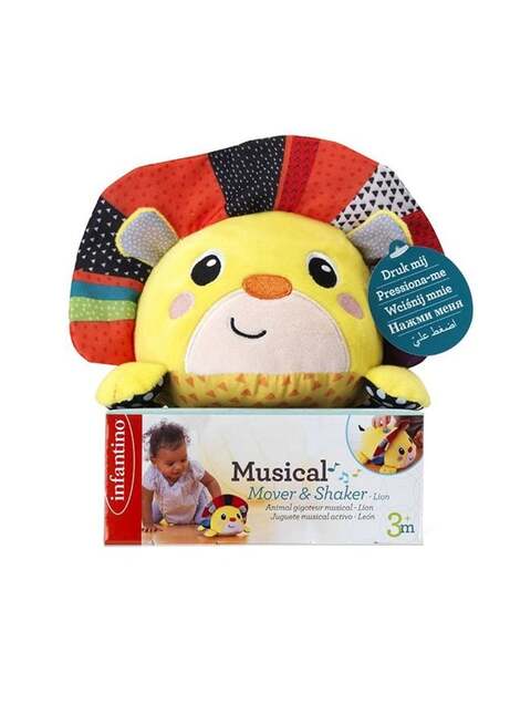 Infantino Musical Mover &amp; Shaker Lion Toy For Baby From 3 Months And Above, Multicolour