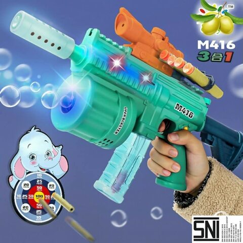 Generic Bubble Gun M416 Foam Dart Blaster, 2022 Bubble Machine Foam Bullet Gun Toy Guns, With 8 Soft Darts, 2 Bottles Bubble Water, 1 Target, Bubble Toy Gun