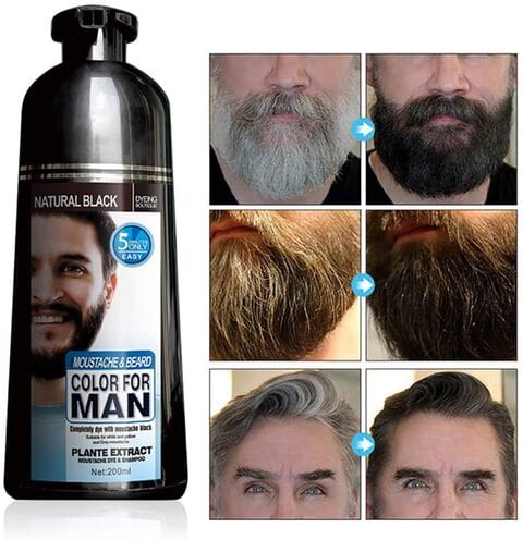 Black Beard Colouring Dye Shampoo for Men Multicolour 200ml