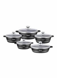 Dessini 10-Piece Non-Stick Cookware Set, Black, 1 X Casserole (20), Casserole (24), Casserole (28), Casserole (32), Shallow Casserole (28)Cm