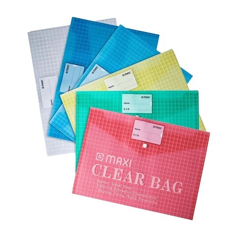 Maxi Clear Bag File with Namecard Assorted 6 PCS