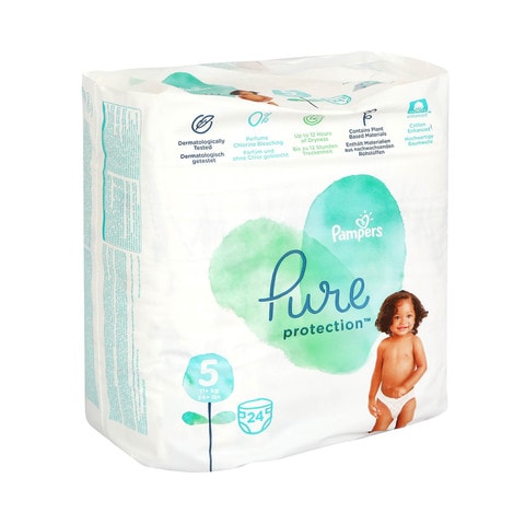 Buy Pampers Pure Protection Baby Diapers Size 5, 24pcs Online