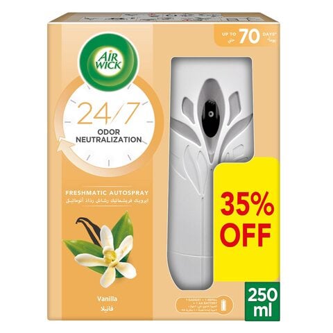 Buy Air Wick Freshmatic Autospray Kit, Vanilla Fragrance, Eliminates Bad Odour like Cat Litter Smell, 250 ml in Saudi Arabia