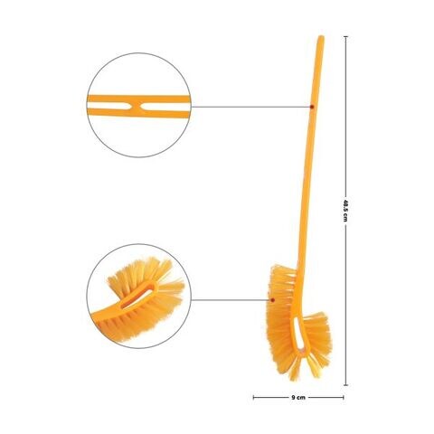 CLASSYTOUCH Double Side Toilet Cleaning Brush (21&amp;Prime; inch-Yellow), 1901456, CT-0145, 48.5x9x12 cm