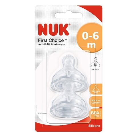 NUK  First Choice+ Anti-Colic Silicone Teat Clear 2 PCS