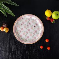 Royalford Melamineware 10&quot; Dinner Plate- Rf11780 Dishwasher-Safe Dinnerware With Strong And Sturdy Construction, White And Pink
